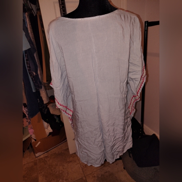 Chic Embroidered Light Blue Tunic - Picture 7 of 16